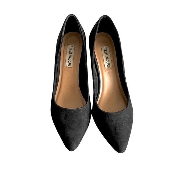 STEVE MADDEN Suede Pointy Toe High Heeled Pumps Heels Black 7.5 - Picture 6 of 10